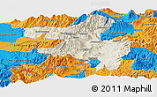 Shaded Relief Panoramic Map of Quito, political outside