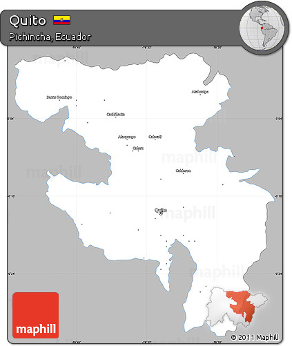 Gray Simple Map of Quito, single color outside