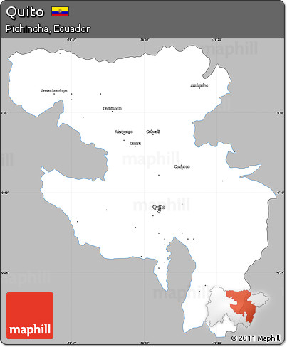 Gray Simple Map of Quito, single color outside