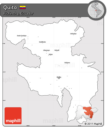 Silver Style Simple Map of Quito, cropped outside