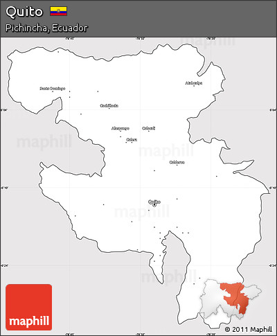 Silver Style Simple Map of Quito, cropped outside