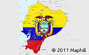 Flag Simple Map of Ecuador, single color outside, borders and labels, flag centered