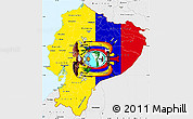 Flag Simple Map of Ecuador, single color outside, borders and labels, flag aligned to the middle