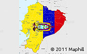 Flag Simple Map of Ecuador, single color outside, borders and labels, flag rotated