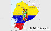 Flag Simple Map of Ecuador, single color outside, borders and labels