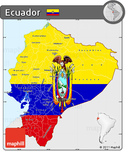 Flag Simple Map of Ecuador, single color outside