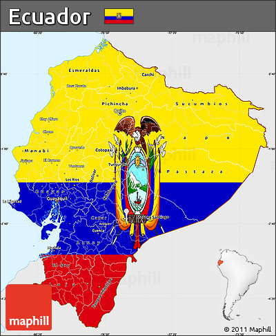 Flag Simple Map of Ecuador, single color outside