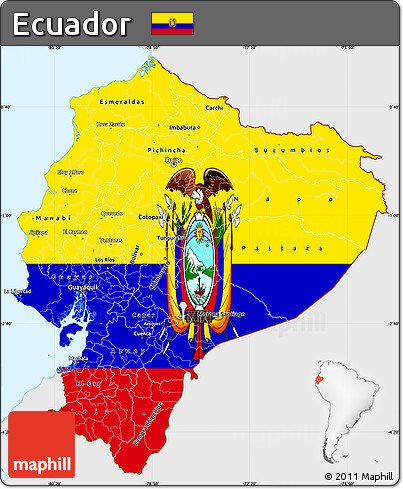Flag Simple Map of Ecuador, single color outside