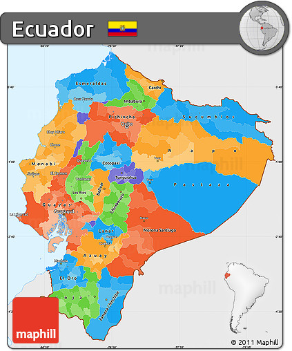 Political Simple Map of Ecuador, single color outside