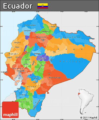 Political Simple Map of Ecuador, single color outside