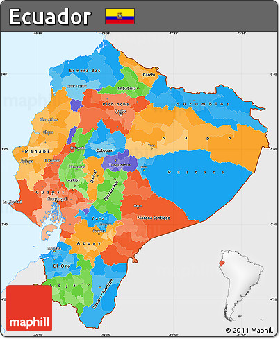 Political Simple Map of Ecuador, single color outside