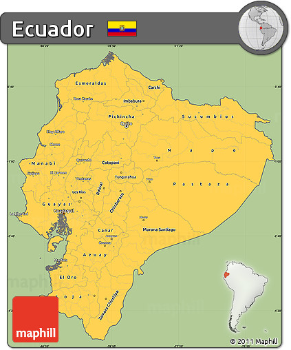Savanna Style Simple Map of Ecuador, cropped outside