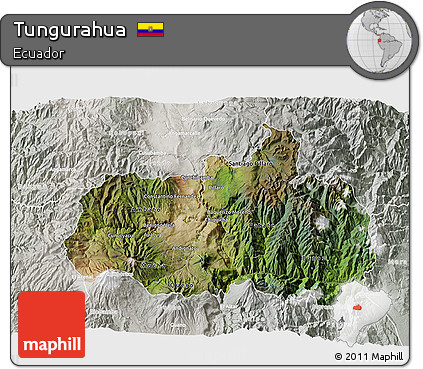 Satellite 3D Map of Tungurahua, lighten, semi-desaturated