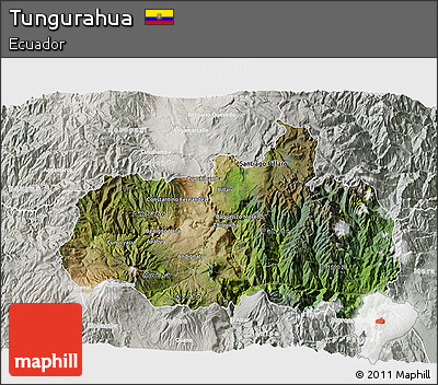 Satellite 3D Map of Tungurahua, lighten, semi-desaturated