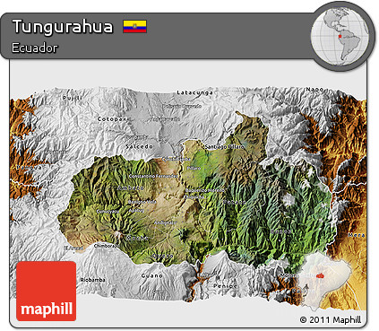 Satellite 3D Map of Tungurahua, physical outside