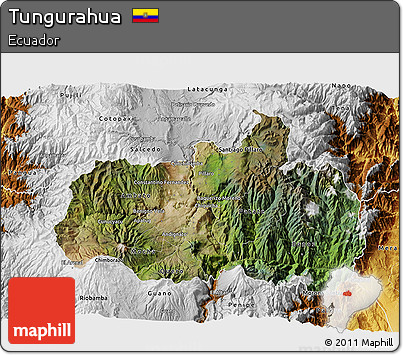 Satellite 3D Map of Tungurahua, physical outside