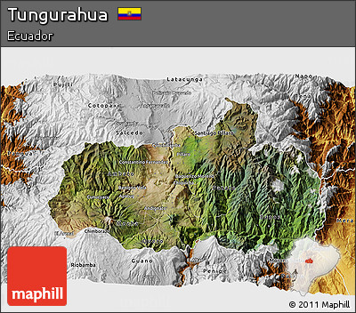 Satellite 3D Map of Tungurahua, physical outside