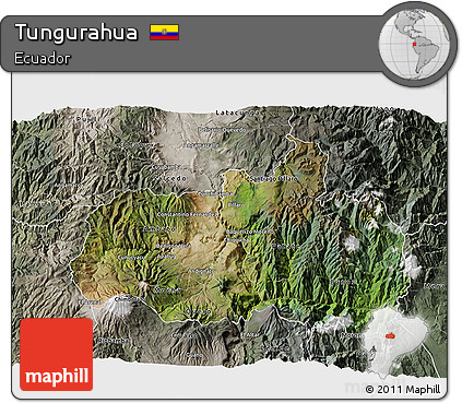 Satellite 3D Map of Tungurahua, semi-desaturated