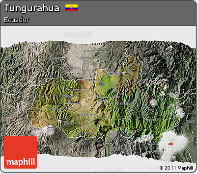 Satellite 3D Map of Tungurahua, semi-desaturated