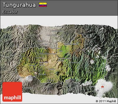 Satellite 3D Map of Tungurahua, semi-desaturated