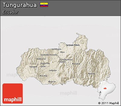 Shaded Relief 3D Map of Tungurahua, single color outside