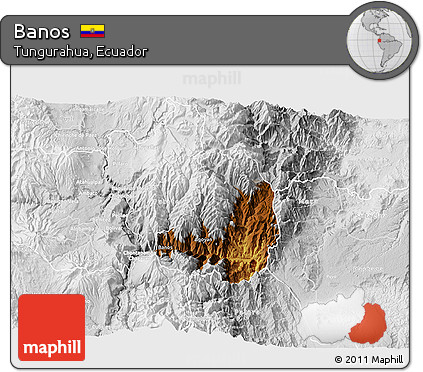 Physical 3D Map of Banos, lighten, desaturated