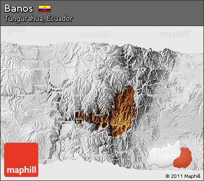 Physical 3D Map of Banos, lighten, desaturated