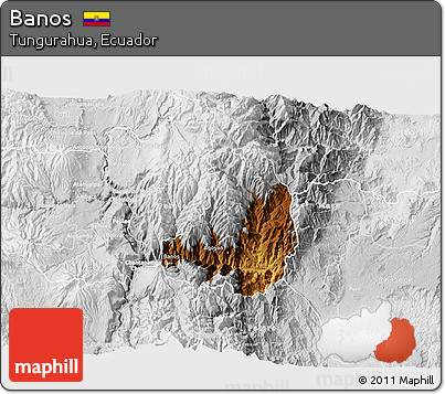 Physical 3D Map of Banos, lighten, desaturated