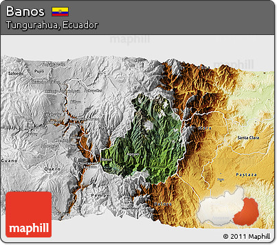 Satellite 3D Map of Banos, physical outside