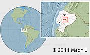Savanna Style Location Map of Banos, highlighted country, highlighted parent region, hill shading