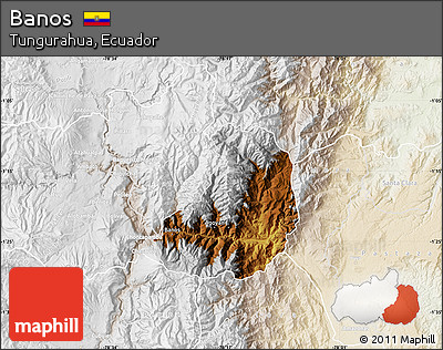 Physical Map of Banos, lighten