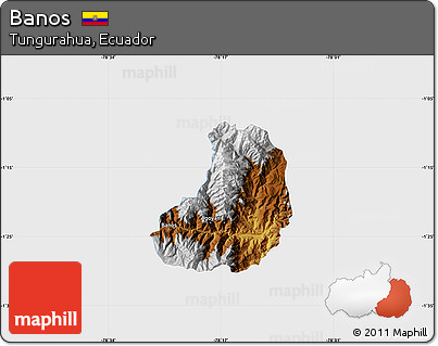 Physical Map of Banos, single color outside