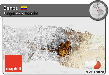 Physical Panoramic Map of Banos, lighten