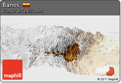 Physical Panoramic Map of Banos, lighten