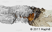 Physical Panoramic Map of Banos, semi-desaturated