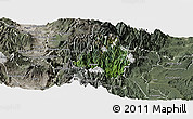 Satellite Panoramic Map of Banos, semi-desaturated