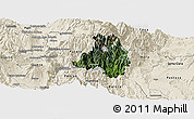 Satellite Panoramic Map of Banos, shaded relief outside