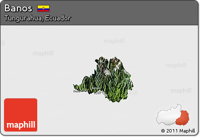 Satellite Panoramic Map of Banos, single color outside