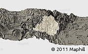 Shaded Relief Panoramic Map of Banos, darken