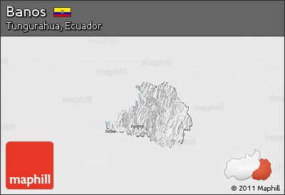 Silver Style Panoramic Map of Banos, single color outside