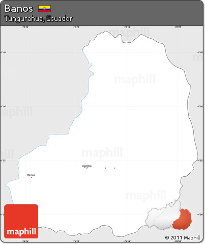 Silver Style Simple Map of Banos, single color outside