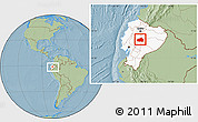 Savanna Style Location Map of Tungurahua, highlighted country, within the entire country, hill shading