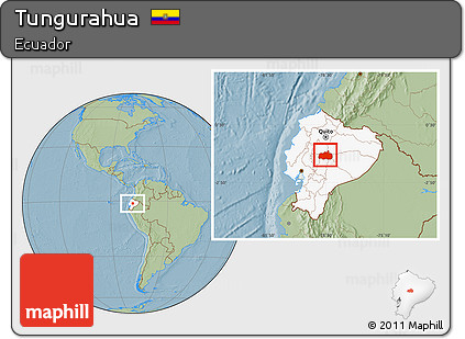 Savanna Style Location Map of Tungurahua, highlighted country, hill shading