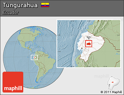 Savanna Style Location Map of Tungurahua, highlighted country, hill shading