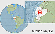 Savanna Style Location Map of Tungurahua, highlighted country, hill shading