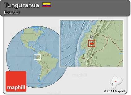 Savanna Style Location Map of Tungurahua, hill shading