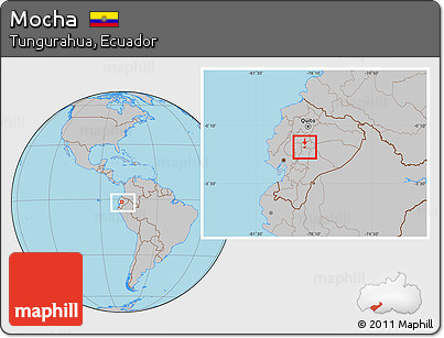 Gray Location Map of Mocha, within the entire country