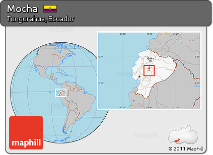 Gray Location Map of Mocha, highlighted country