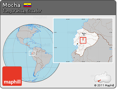 Gray Location Map of Mocha, highlighted country