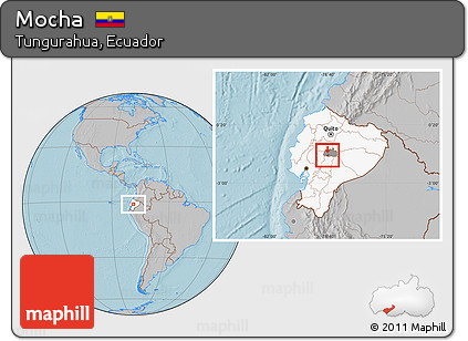 Gray Location Map of Mocha, highlighted country, highlighted parent region, hill shading
